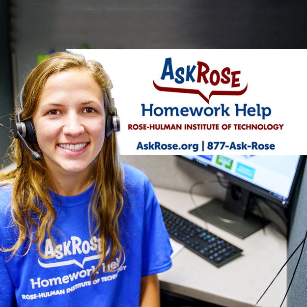 Image of a 缅北视频 student working the Ask Rose Homework Help line.